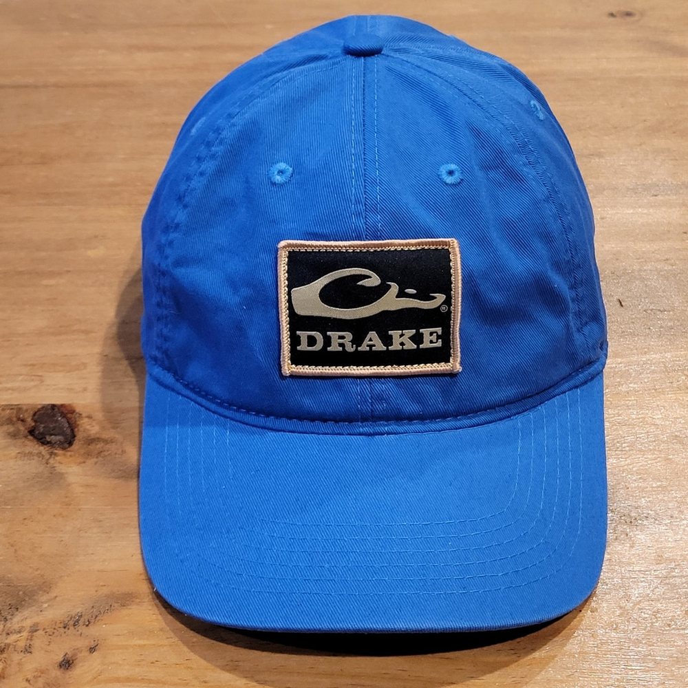 Drake Waterfowl Systems Hat Blue Patch Strap Back Outdoor Hunting Apparel Cap